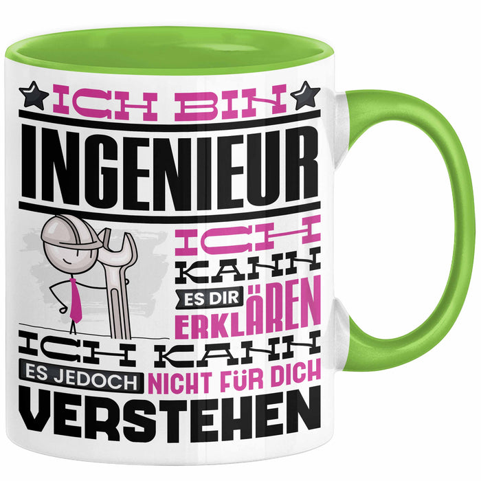 Ingenieur Geschenk Tasse Geschenkidee für Ingenieur Geburtstag Lustiger Spruch Ich Bin Ingenieur Ich Kann Es Dir Erklären Aber Nicht Für Dich Verstehen Grün Trendation