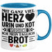 Krankenschwester Pflege Geschenk Tasse Mit Ganz Viel Herz Urin Und Kot Verdiene Ich Mein Täglich Brot Geschenkidee Kaffee-Becher Blau Trendation