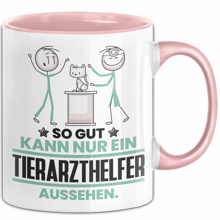 Tierarzthelfer Geschenk Tasse So Gut Kann Nur Ein Tierarzthelfer Aussehen Geschenkidee Kaffee-Becher Rosa Trendation