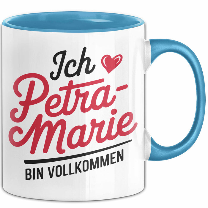 Petra-Marie Tasse Geschenk Ich Bin Vollkommen Petra-Marie Geschenkidee Geburtstag Blau Trendation