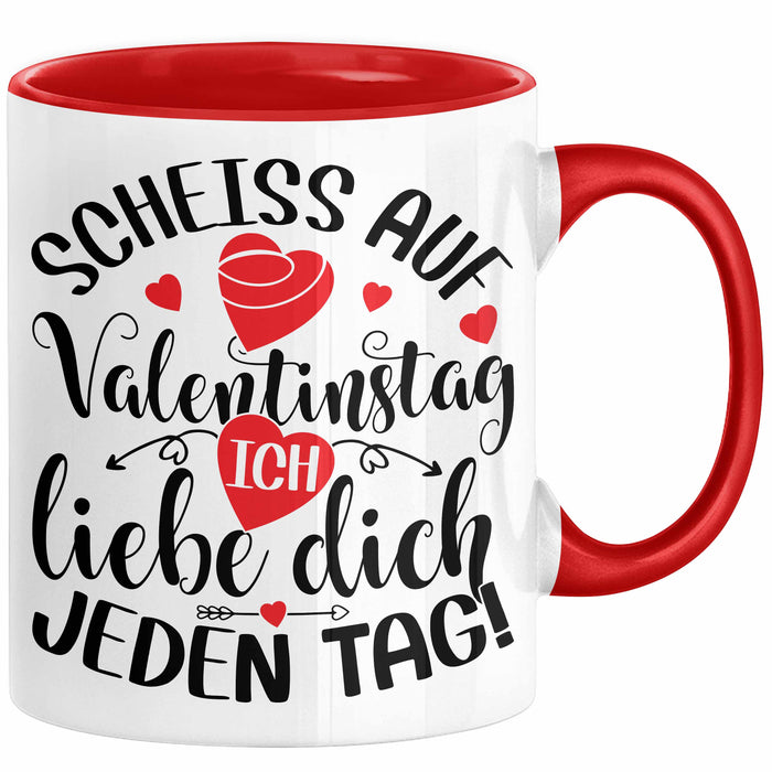 Valentinstag Tasse Geschenk für Ihn Sie Männer Für Paare Freundin Geschenkidee Kaffee-Becher Liebe Ich Liebe dich Jeden Tag Rot Trendation