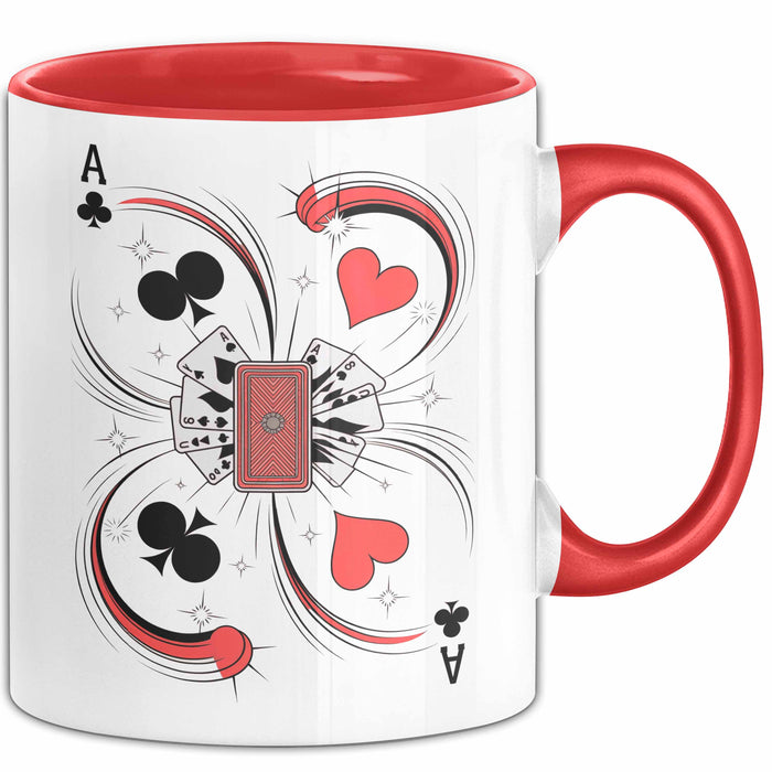 Kartenspiel Spieler Tasse Geschenk Lustige Geschenkidee Spruch Für Karten Meister Rot Trendation