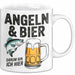 Angeln Fischer Bierliebhaber Tasse Geschenk Lustige Geschenkidee Spruch Angeln Und Bier Darum Bin Ich Hier Weiß Trendation