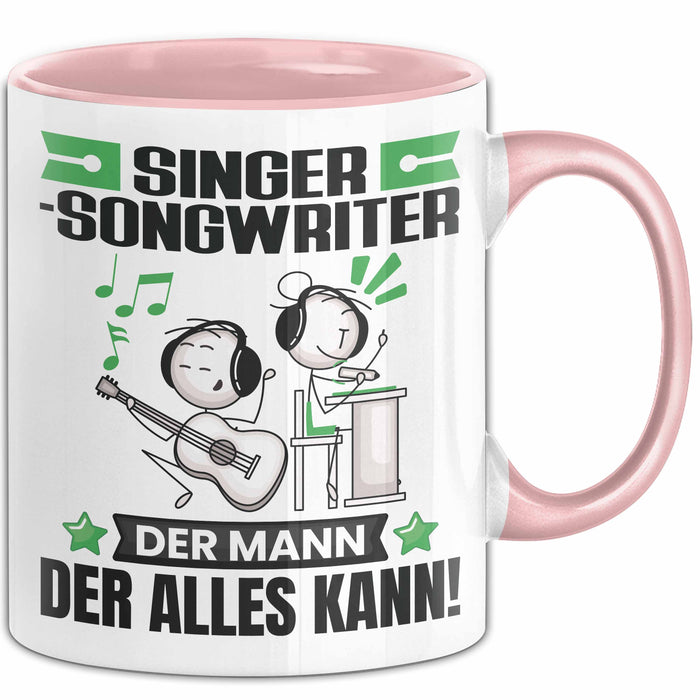 Singer-Songwriter Tasse Geschenk für Singer-Songwriter Der Mann Der Alles Kann Geschenkidee zum Geburtstag Rosa Trendation