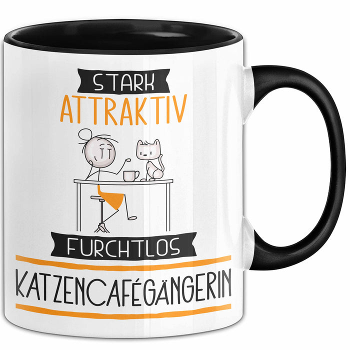 Katzencafégängerin Tasse Geschenk Becher Stark Attraktiv Furchtlos Katzencafégängerin Lustige Geschenkidee Trendation