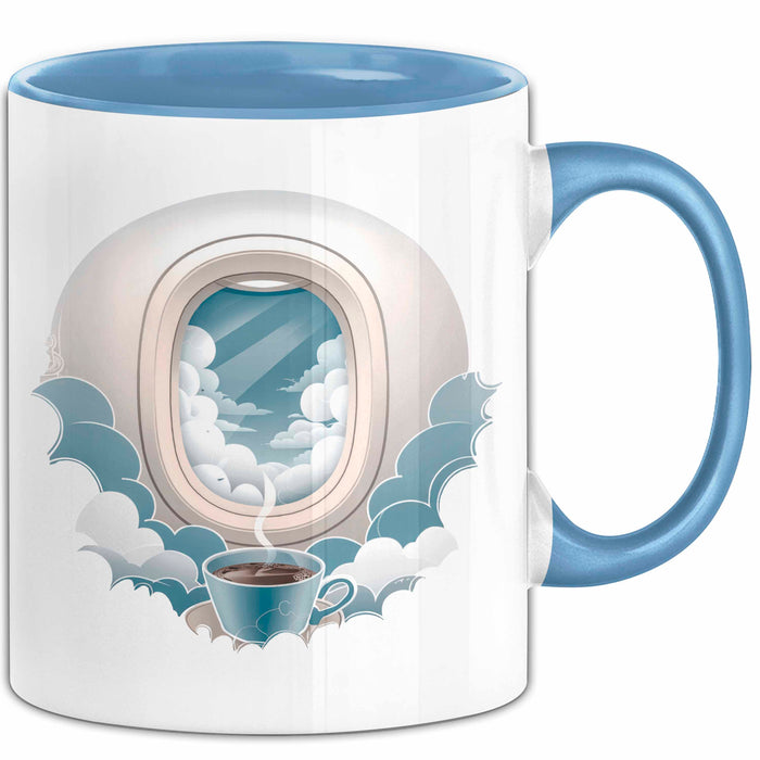 Flugbegleiter Tasse Geschenkidee Kabinencrew Lustiger Spruch Geschenkidee Lustig Blau Trendation