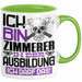Zimmerer Ausbildung Tasse Geschenk Ich Bin Zimmerer In Der Ausbildung Ich Darf Das Geschenkidee Spruch Grün Trendation