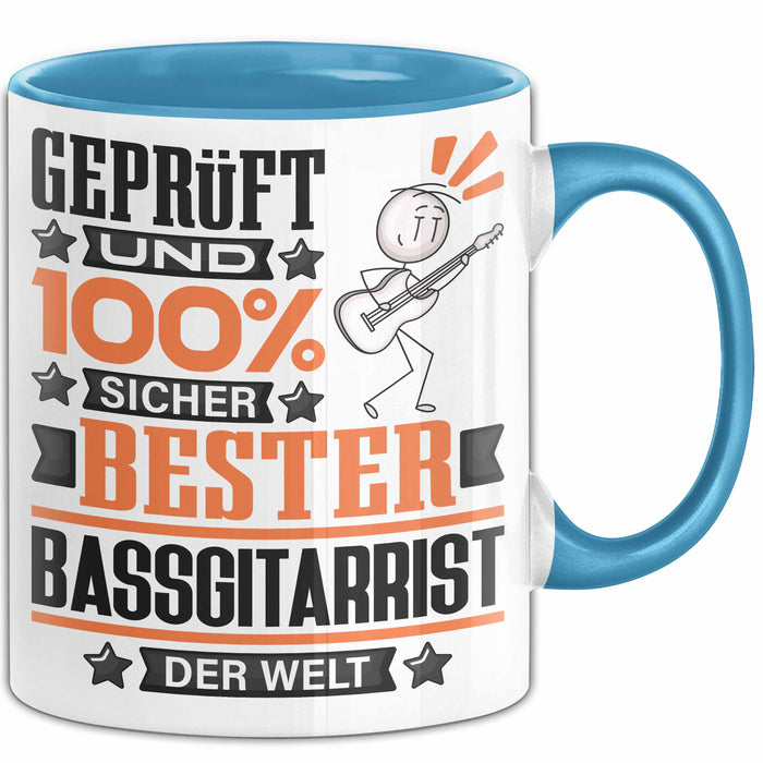 Bassgitarrist Geschenk Lustiger Spruch für Bassgitarrist Geschenkidee Bester Bassgitarrist Der Welt Blau Trendation