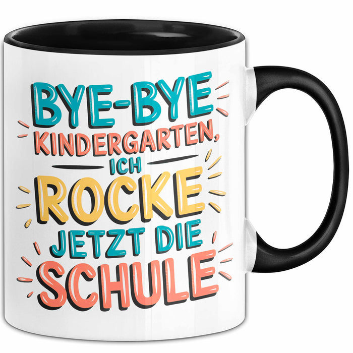 Grundschüler Tasse Geschenk Lustige Geschenkidee Spruch Bye Bye Kindergarten Schwarz Trendation