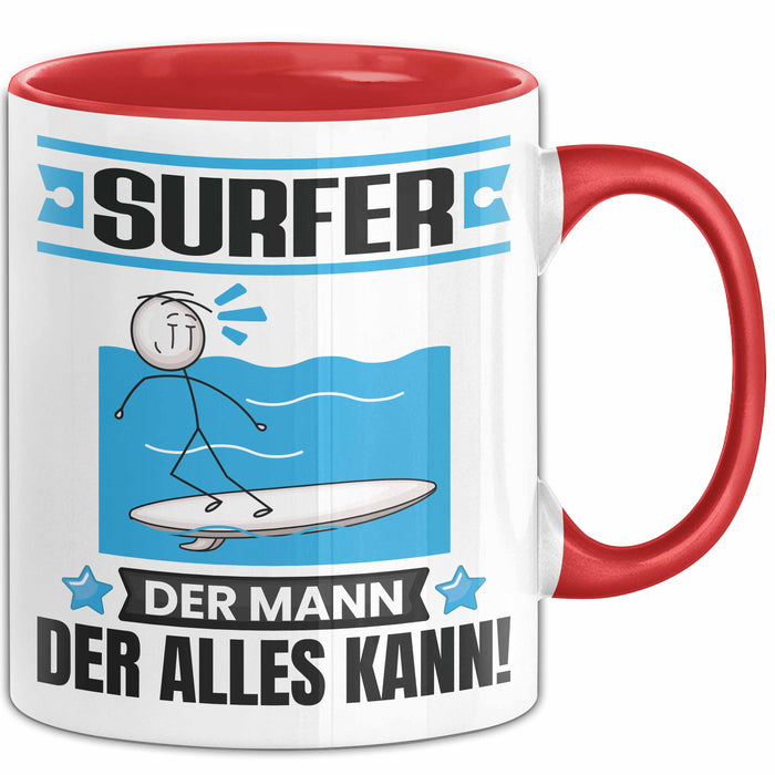 Surfer Tasse Geschenk für Surfer Der Mann Der Alles Kann Geschenkidee zum Geburtstag Rot Trendation
