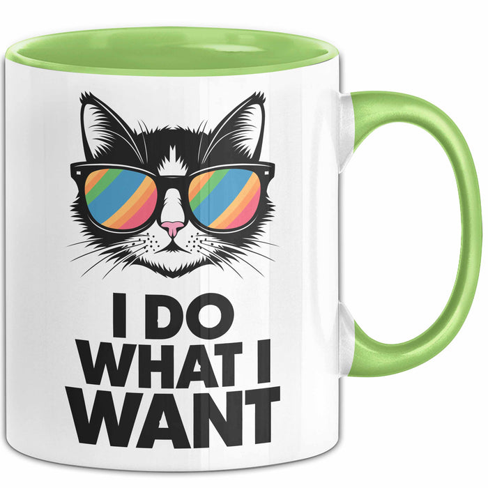 Sarkastische Katze Sarkasmus Tasse Geschenk Lustige Geschenkidee Spruch Ich Mache Was Ich Will Grün Trendation