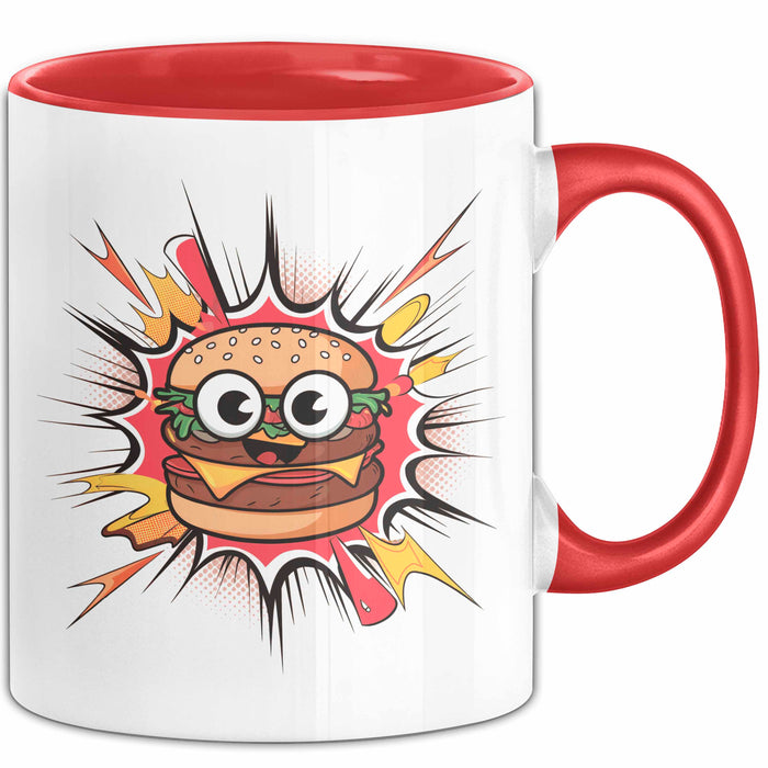 Burger Fan Tasse Geschenk Lustige Geschenkidee Spruch Für Fast Food Fans Rot Trendation