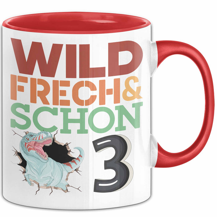 3. Geburtstag Geschenk Tasse Becher Wild Frech Und Schon 3 Rot Trendation