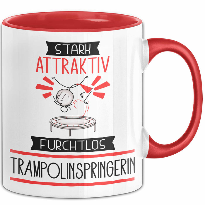 Trampolinspringerin Tasse Geschenk Becher Stark Attraktiv Furchtlos Trampolinspringerin Lustige Geschenkidee Rot Trendation