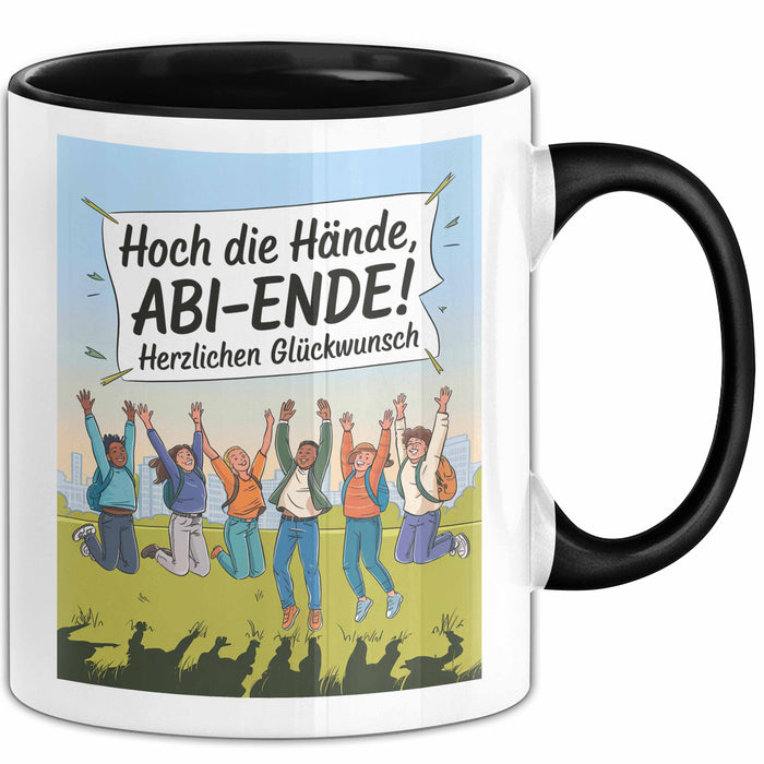 Schüler Abschluss Tasse Geschenk Lustige Geschenkidee Spruch Hoch Die Hände Abi Ende Trendation