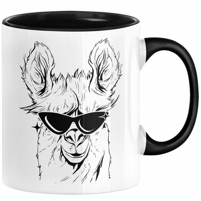 Llama Alpaka Tasse Geschenk Lama Geschenkidee für Lama-Fans Schwarz Trendation