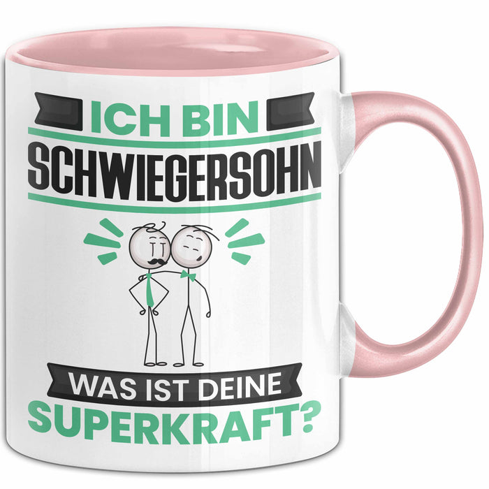Schwiegersohn Tasse Geschenk für Schwiegersohn Geburtstag Lustiger Spruch Kaffee-Becher Was Ist Deine Superkraft Rosa Trendation