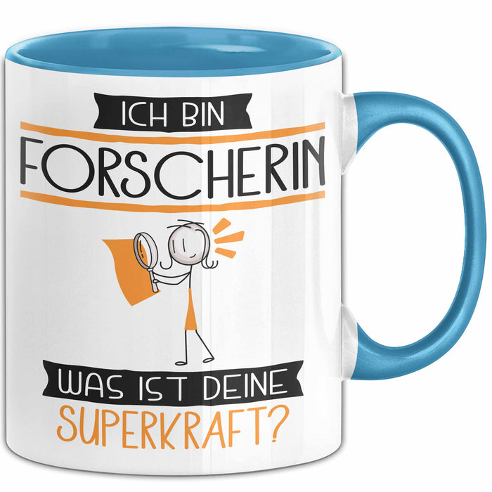 Forscherin Geschenk Tasse Ich Bin Forscherin Was Ist Deine Superkraft Geschenkidee Lustig Geburtstag Weihnachten Blau Trendation
