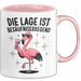 Flamingo Trinkend Tasse Geschenk Lustige Geschenkidee Spruch Die Lage Ist Besäufniserregend Rosa Trendation