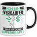 Verkäufer Tasse Geschenk für Verkäufer Geburtstag Lustiger Spruch Kaffee-Becher Was Ist Deine Superkraft Schwarz Trendation