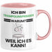 Trampolinspringer Geschenk Tasse Lustiger Spruch Ich Bin Trampolinspringer Warum Weil Ich Es Kann Geschenkidee Bester Trampolinspringer Geburtstag Kaffee-Becher Rosa Trendation