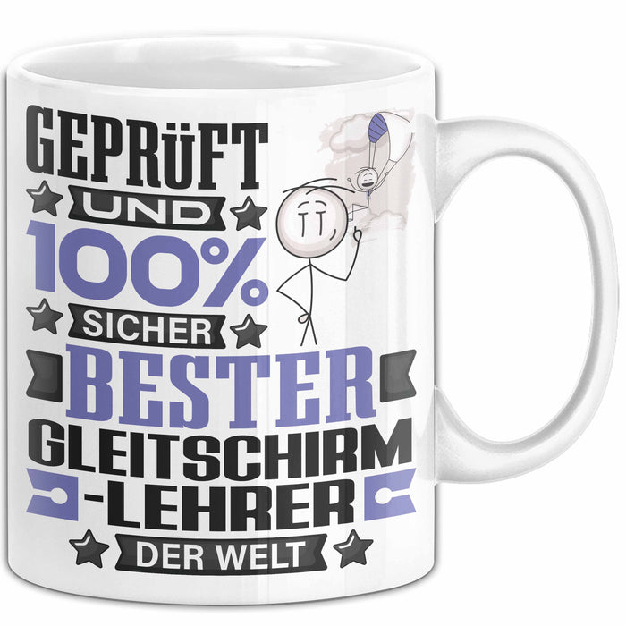 Gleitschirmlehrer Geschenk Lustiger Spruch für Gleitschirmlehrer Geschenkidee Bester Gleitschirmlehrer Der Welt Weiß Trendation