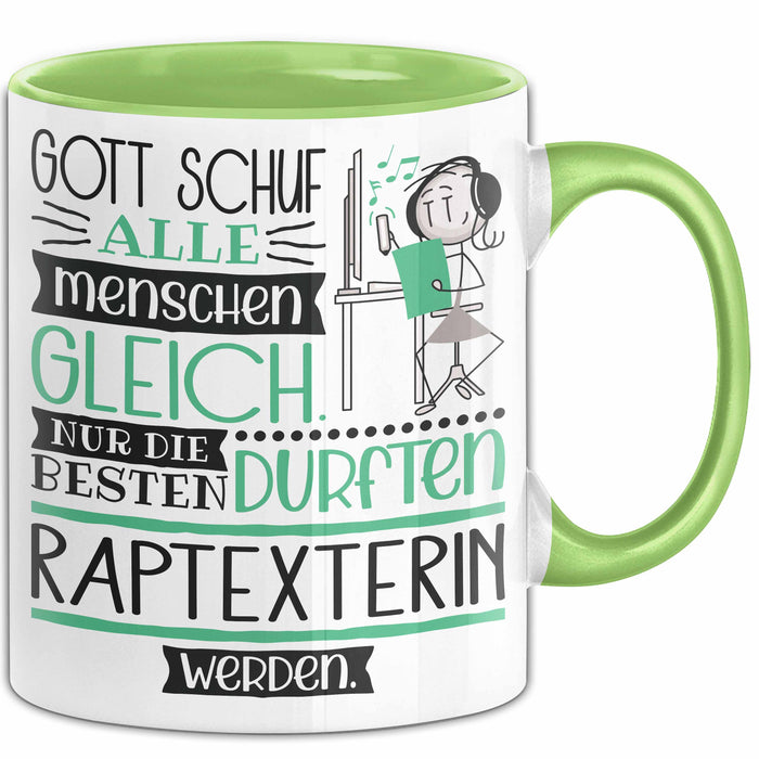 Raptexterin Geschenk Becher Tasse Gott Schuf Alle Menschen Gleich Nur Die Besten Durfeten Raptexterin Werden Geschenkidee Lustig Grün Trendation