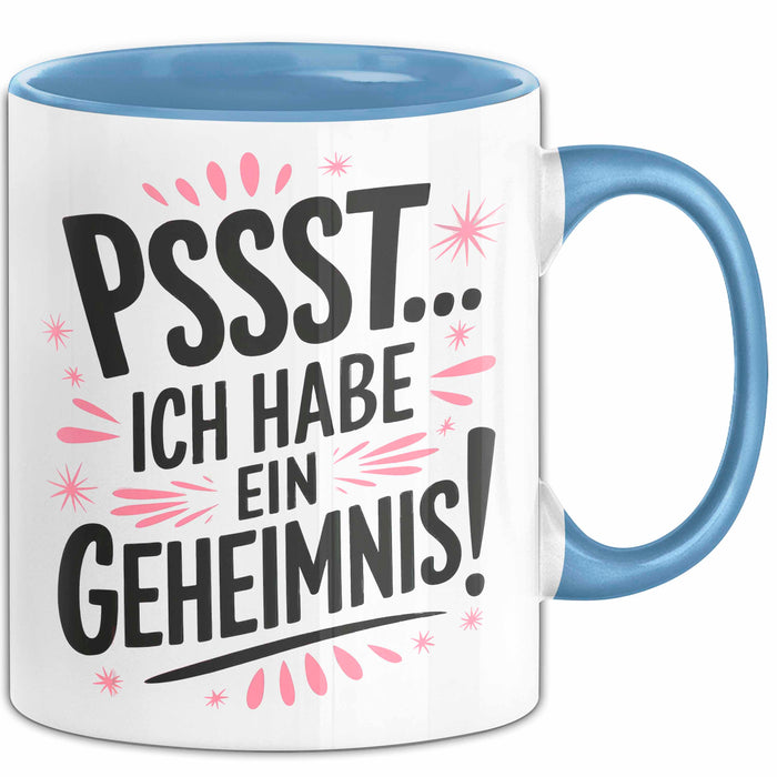 Big Sister Ältere Geschwister Schwestern Tasse Becher Geschenk Lustige Geschenkidee Spruch Ich Habe Ein Geheimnis Blau Trendation