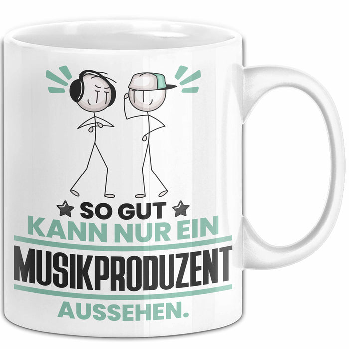 Musikproduzent Geschenk Tasse So Gut Kann Nur Ein Musikproduzent Aussehen Geschenkidee Kaffee-Becher Weiß Trendation