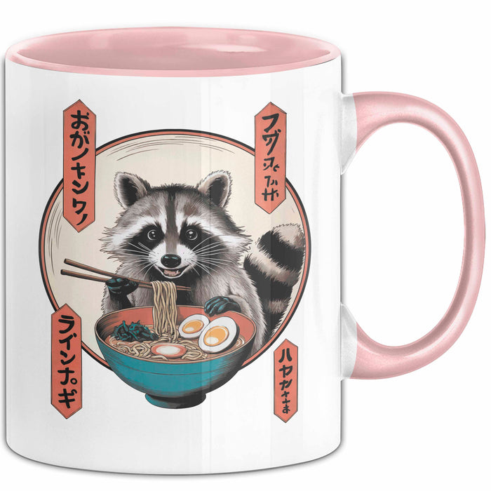 Waschbär Tierliebhaber Ramen Tasse Geschenk Lustige Geschenkidee Spruch Rosa Trendation