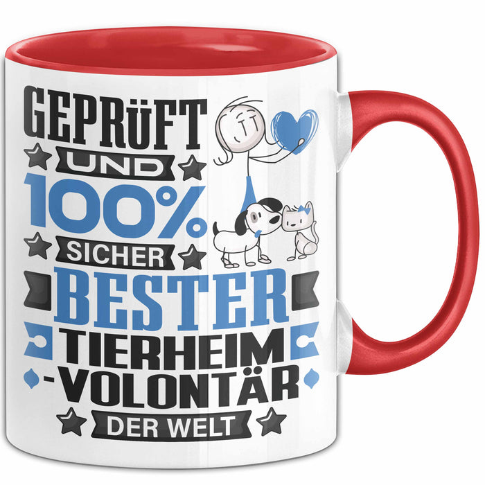 Tierheimvolontär Geschenk Lustiger Spruch für Tierheimvolontär Geschenkidee Bester Tierheimvolontär Der Welt Rot Trendation