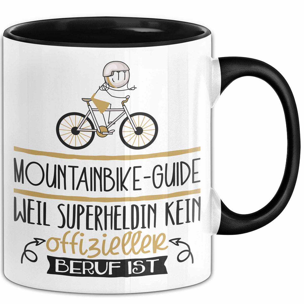 mountainbike tasse Mountainbike-Guide Geschenk Lustiger Spruch Mountainbike-Guide W — TrendationStore BTR Deluxe Fahrradtasche Gepäckträger balaclava Size:S / 17cm
