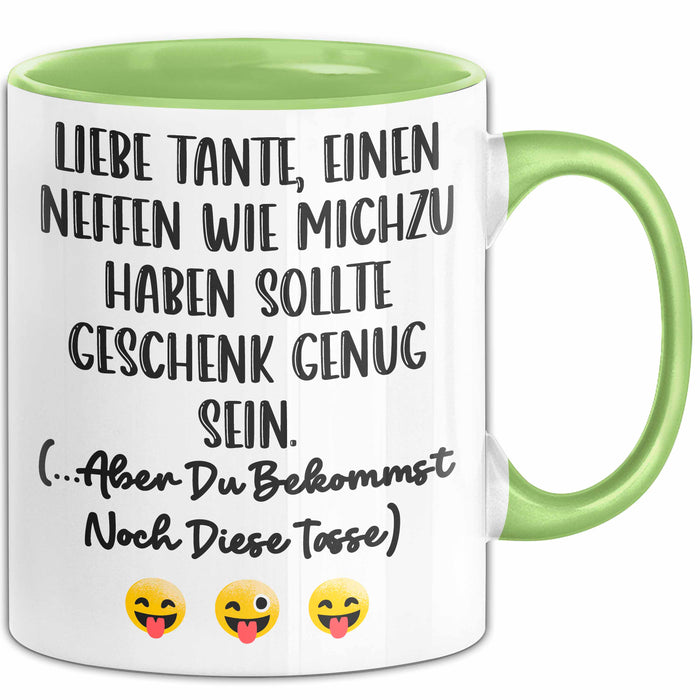 Tante Neffe Tasse Geschenk Lustige Geschenkidee Spruch Grün Trendation