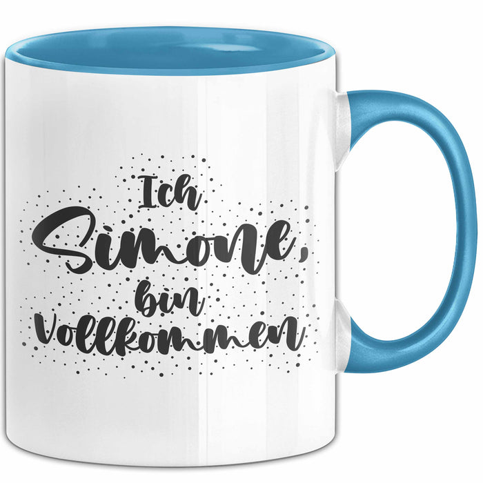 Simone Tasse Ich Simone, Bin Vollkommen Geschenk Blau Trendation