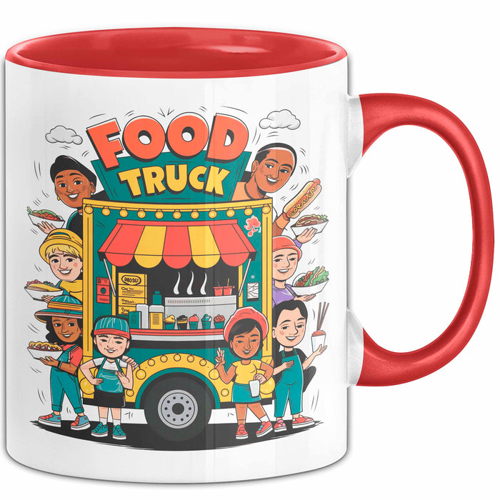 Strassen Food Liebhaber Tasse Geschenkidee für Foodtruck Fan Rot Trendation