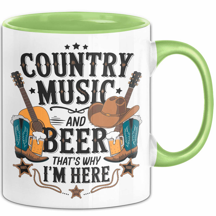 Country Musik Bier Tasse Geschenk Lustige Geschenkidee Grün Trendation