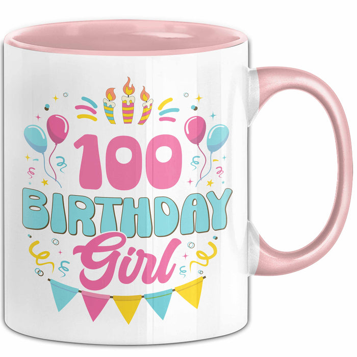 100. Geburtstag Tasse Frauen Mädchen Geschenkidee Lustig 100 Birthday Girl Lustiger Spruch Mutter Mama Oma Rosa Trendation