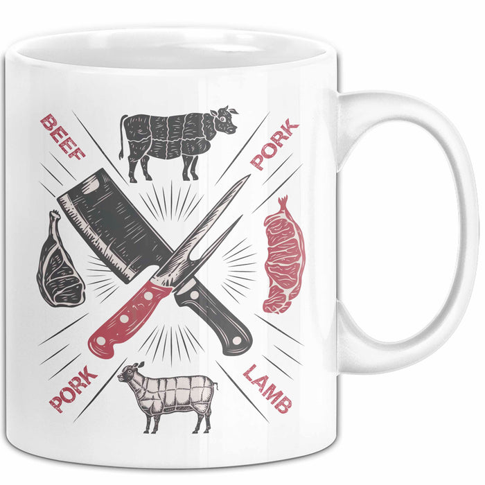 Metzger Tasse Geschenkidee Fleischschneider Lustiger Spruch Geschenkidee Lustig Weiß Trendation