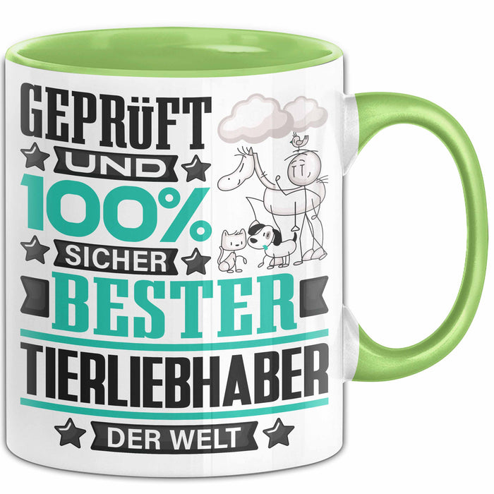 Tierliebhaber Geschenk Lustiger Spruch für Tierliebhaber Geschenkidee Bester Tierliebhaber Der Welt Grün Trendation