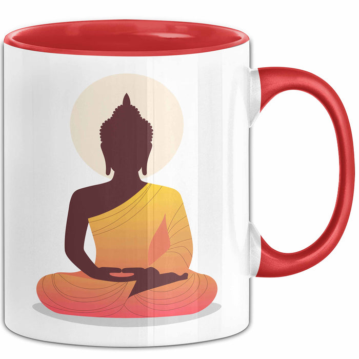 Buddha Zen Buddhismus Yoga Meditation Spirituell Tasse Geschenk Lustige Geschenkidee Spruch Rot Trendation