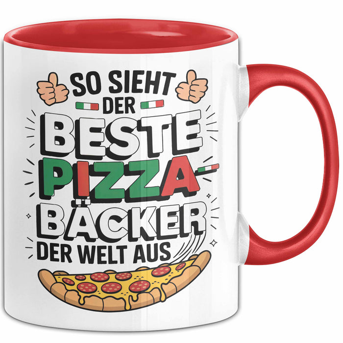 Pizzabäcker Tasse Geschenk Bester Pizzabäcker für Koch Rot Trendation