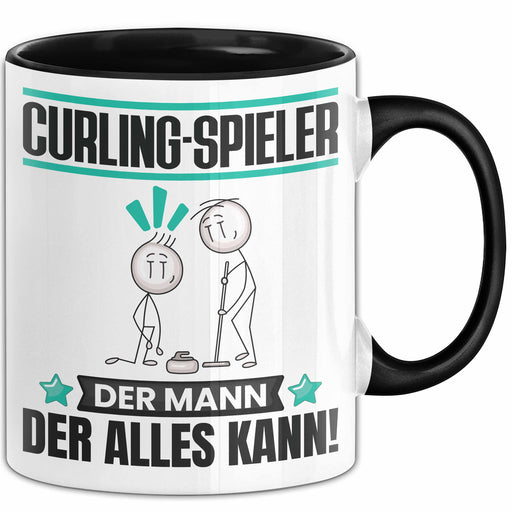 Curling-Spieler Tasse Geschenk für Curling-Spieler Der Mann Der Alles Kann Geschenkidee zum Geburtstag Schwarz Trendation
