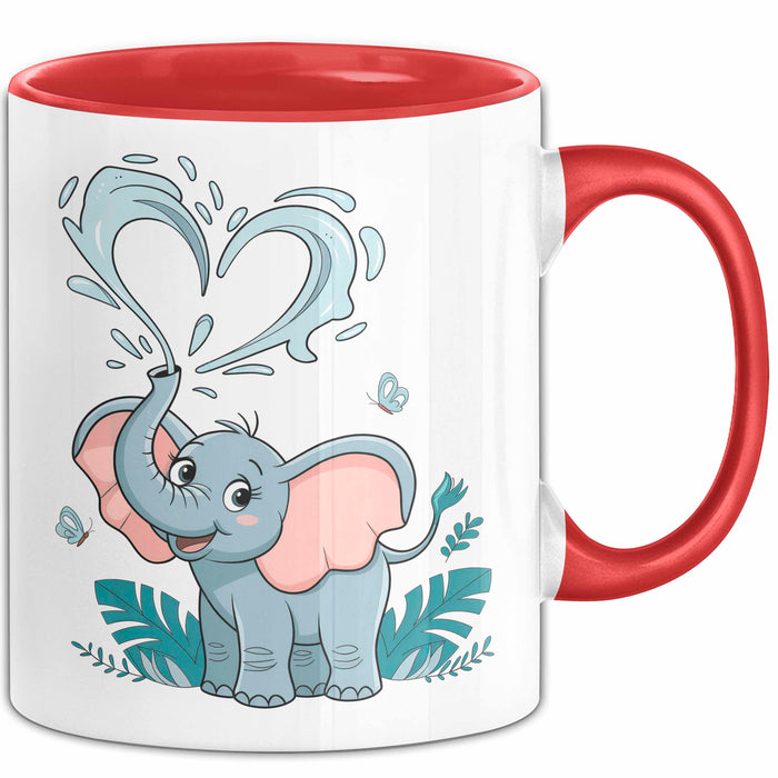 Elefantenliebhaber Tasse Geschenkidee für Wildtier Fans Rot Trendation