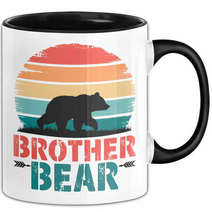 Retro Bruder Bär Tasse Geschenk Lustige Geschenkidee Spruch Schwarz Trendation