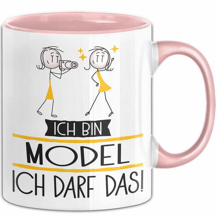 Geschenk für Model Tasse Lustige Geschenkidee Geburtstag Ich Bin Model Ich Darf Das Rosa Trendation