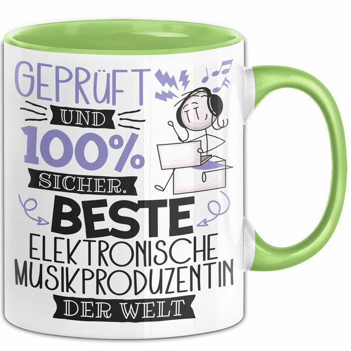 Beste Elektronische Musikproduzentin Der Welt Tasse Geschenk für Eine Elektronische Musikproduzentin Geprüft Und Sicher Geschenkidee Geburtstag Weihnachten Grün Trendation