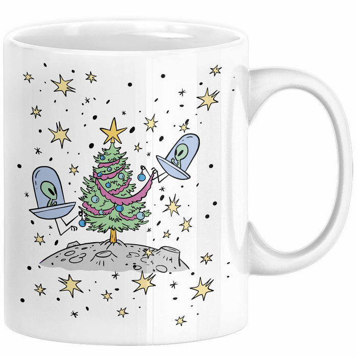 Weihnachten Tasse Geschenk Alien Weihnachtsbaum Geschenkidee Alien-Fans Geschenke Jungs Männer Grafik Weiß Trendation