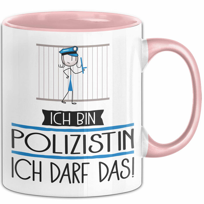 Geschenk für Polizistin Tasse Lustige Geschenkidee Geburtstag Ich Bin Polizistin Ich Darf Das Rosa Trendation