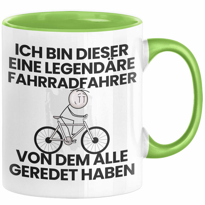 Fahrradfahrer Geschenk Tasse Lustige Geschenkidee Geburtstag für Fahrradfahrer Ich Bin Dieser Legendäre Fahrradfahrer Von Dem Alle Geredet Haben Kaffee-Becher Grün Trendation