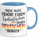 Deutschland Deutscher Bürger Tasse Becher Geschenk Lustige Geschenkidee Spruch Diese Tasse Gehört Einem Fantastischen Neuen Deutschen Burger Blau Trendation